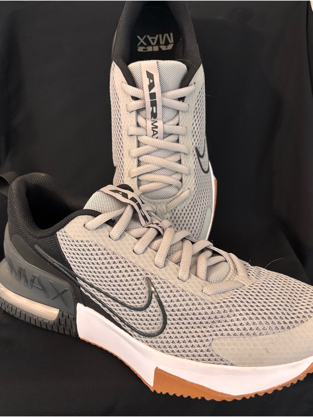 Nike Men’s Grey and Black Air Max Mesh Athletic Shoes